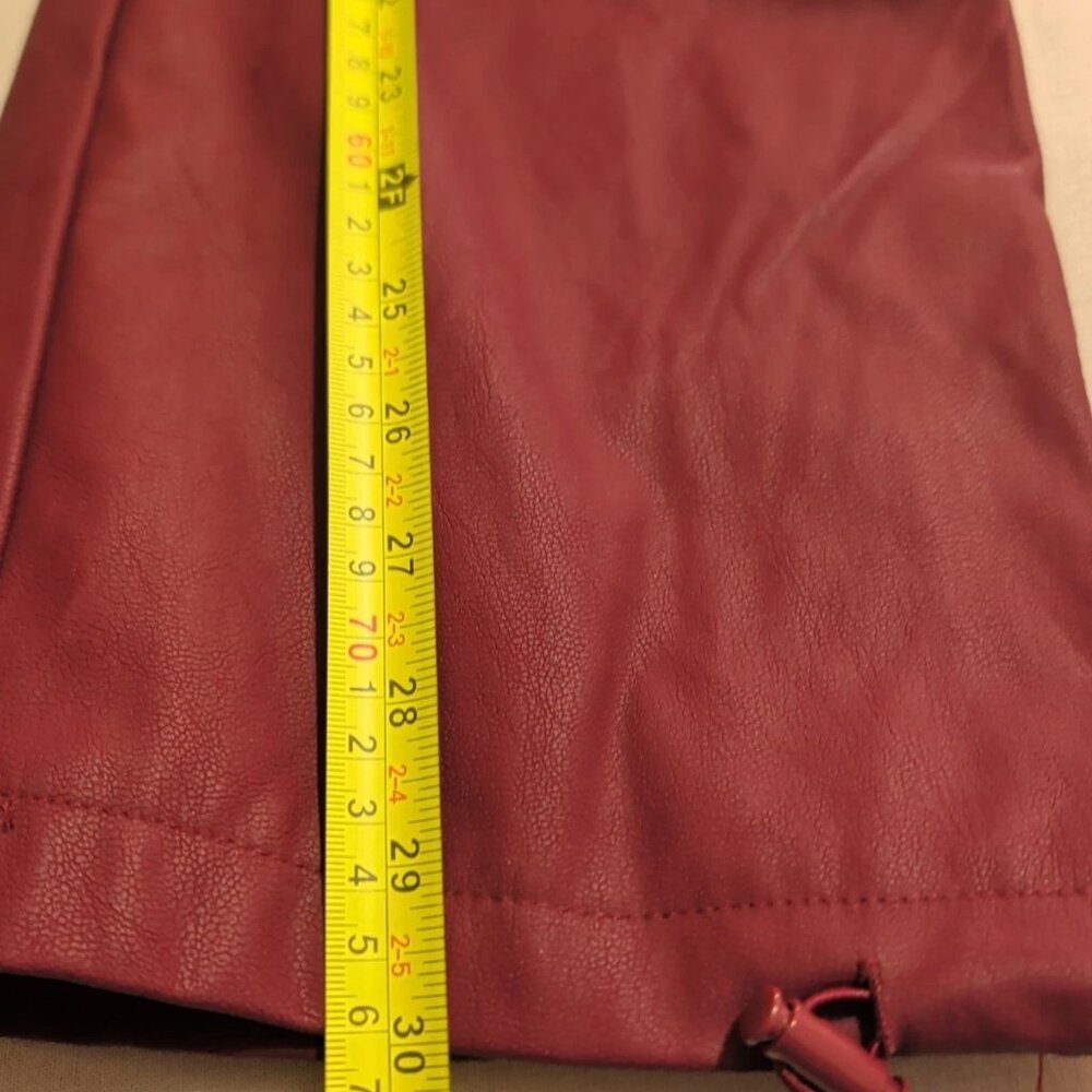 Y2K Grunge Women's NWT Vegan Leather Cargo Pants High Rise Dark Cherry Size XXS - Picture 14 of 14